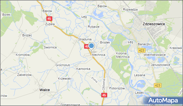 mapa Mechnica, Mechnica na mapie Targeo